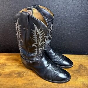 Tony Lama‎ Mens Black Leather Western Cowboy Boots Size 12 D Style 8120